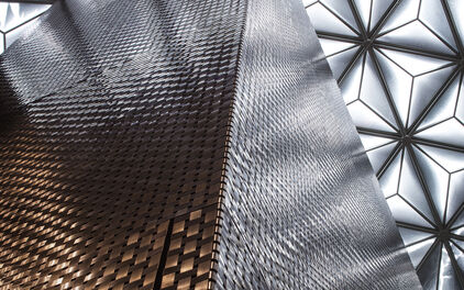 The new brass covered elevator tower in Nationalmuseum. ©Bruno Ehrs.