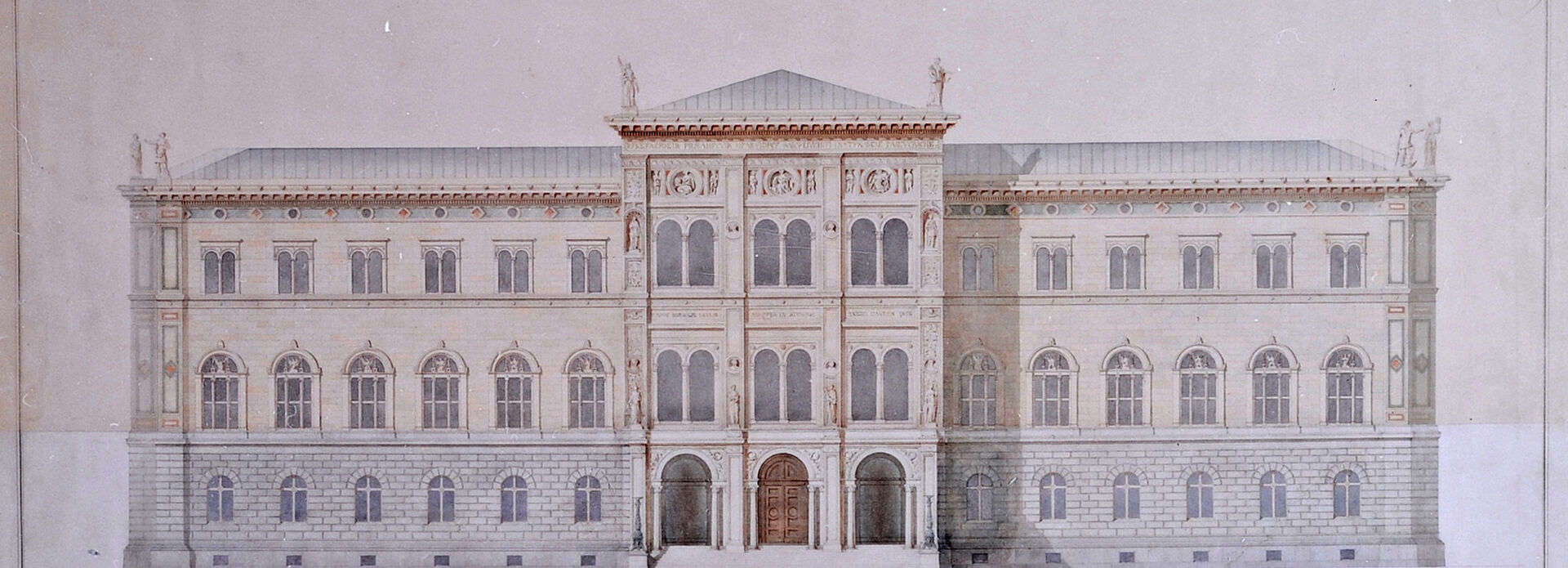 Friedrich August Stüler, ritning av Nationalmuseum, fasad