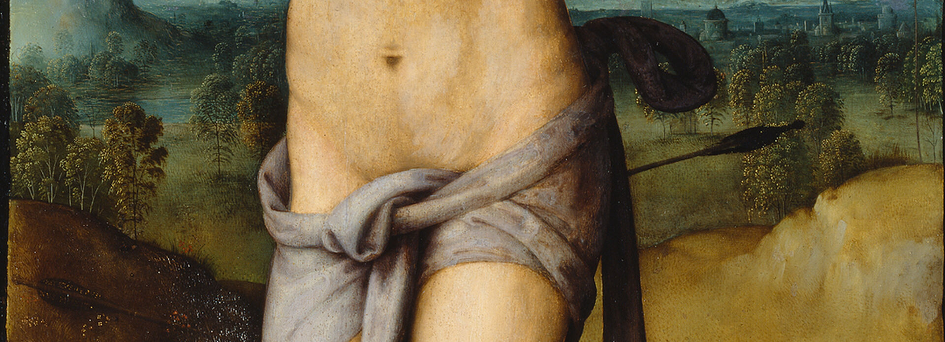 Pietro Perugino, S:t Sebastian, utförd ca 1485, olja på duk (överförd från trä). Nationalmuseum.