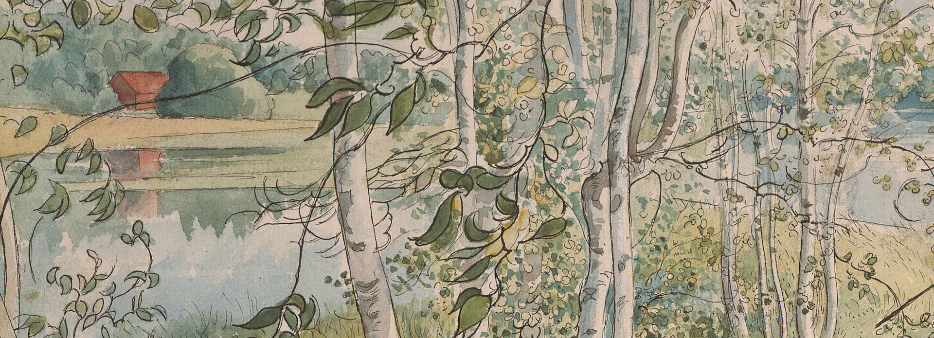 Detalj ur Carl Larssons akvarell Kräftfångst