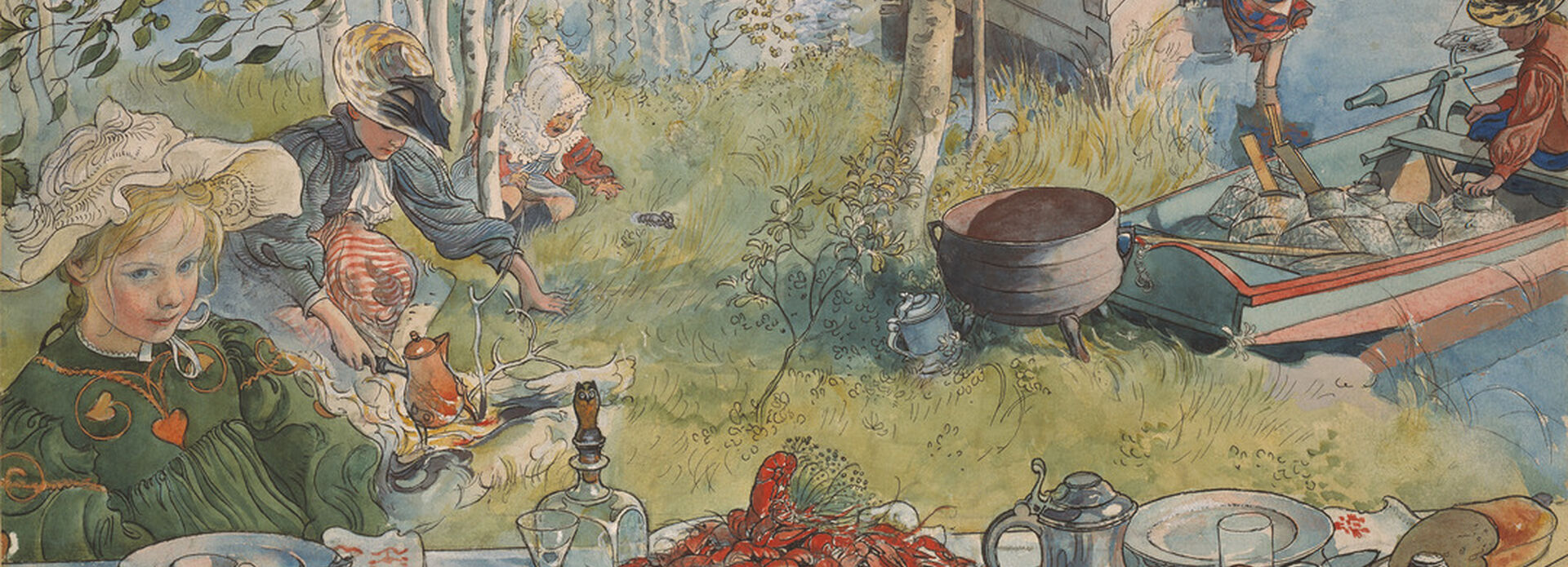 Carl Larsson, Crayfishing (from A Home, 26 Water-Colours)