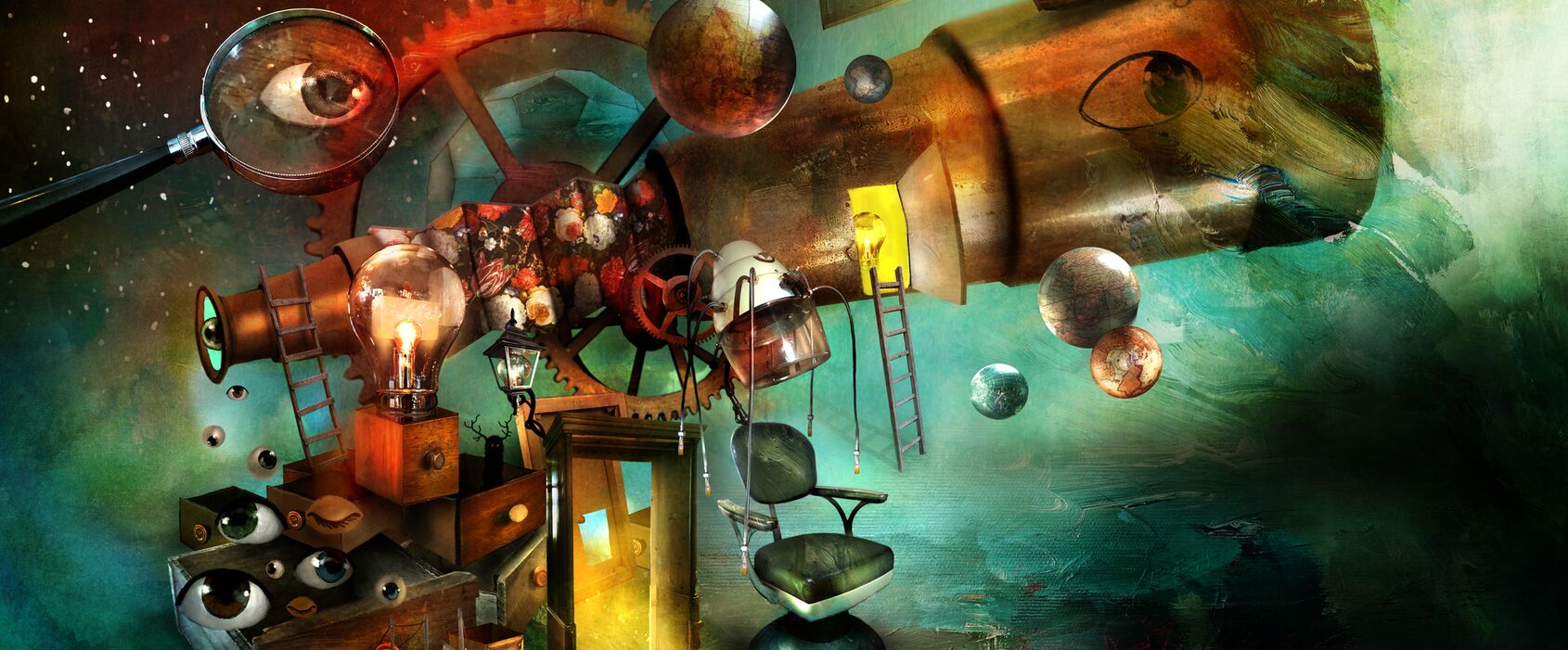 Wondrous things in Villa Curiosa, illustration by Alexander Jansson.