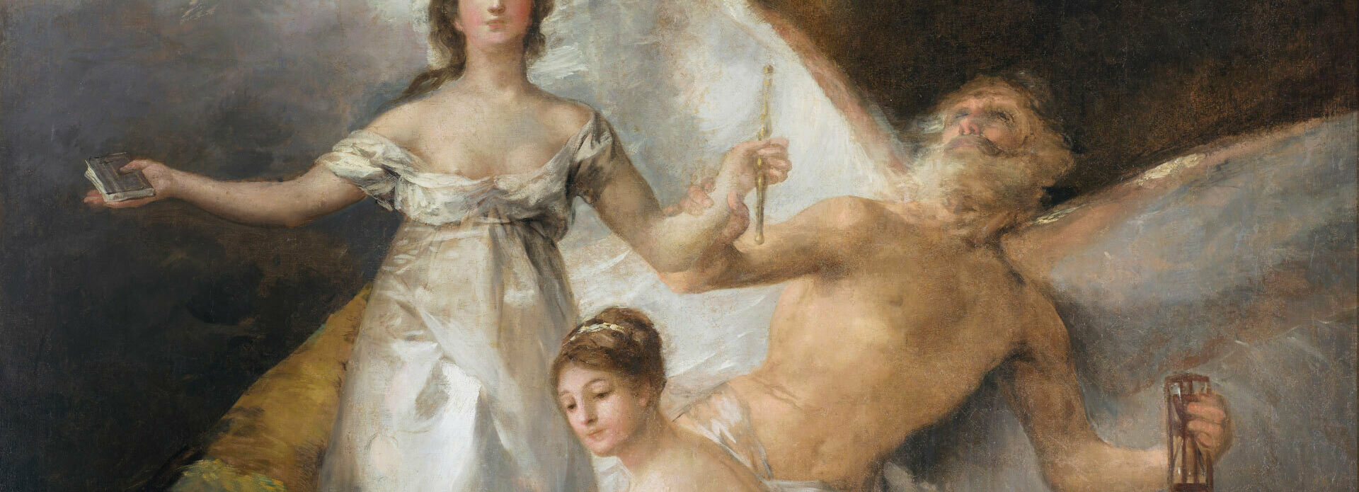 Äldre målning med allegoriskt motiv.