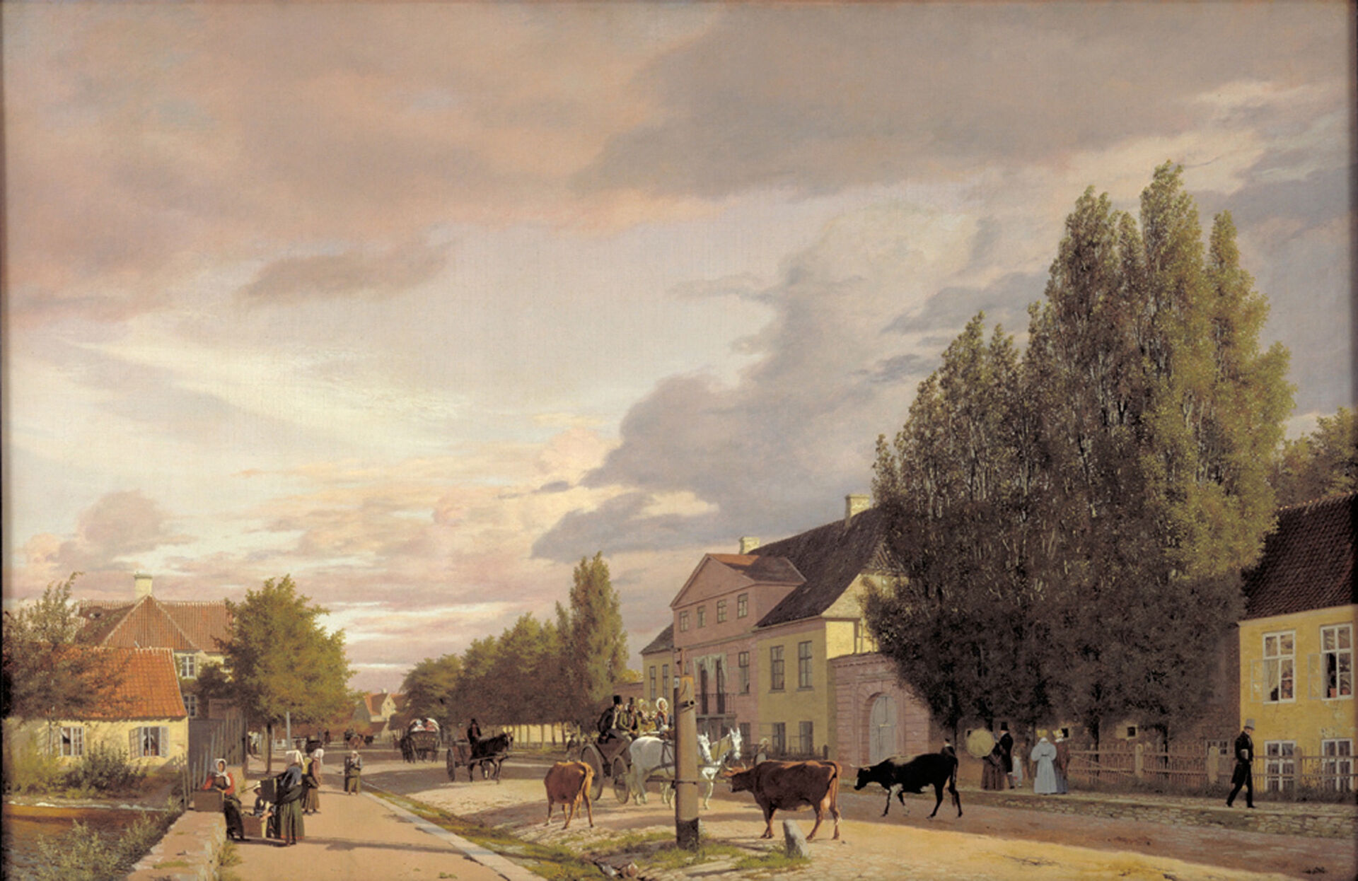 Christen Købke, Parti af Østerbro i morgenbelysning, 1836. Olja på duk. Statens Museum for Kunst.