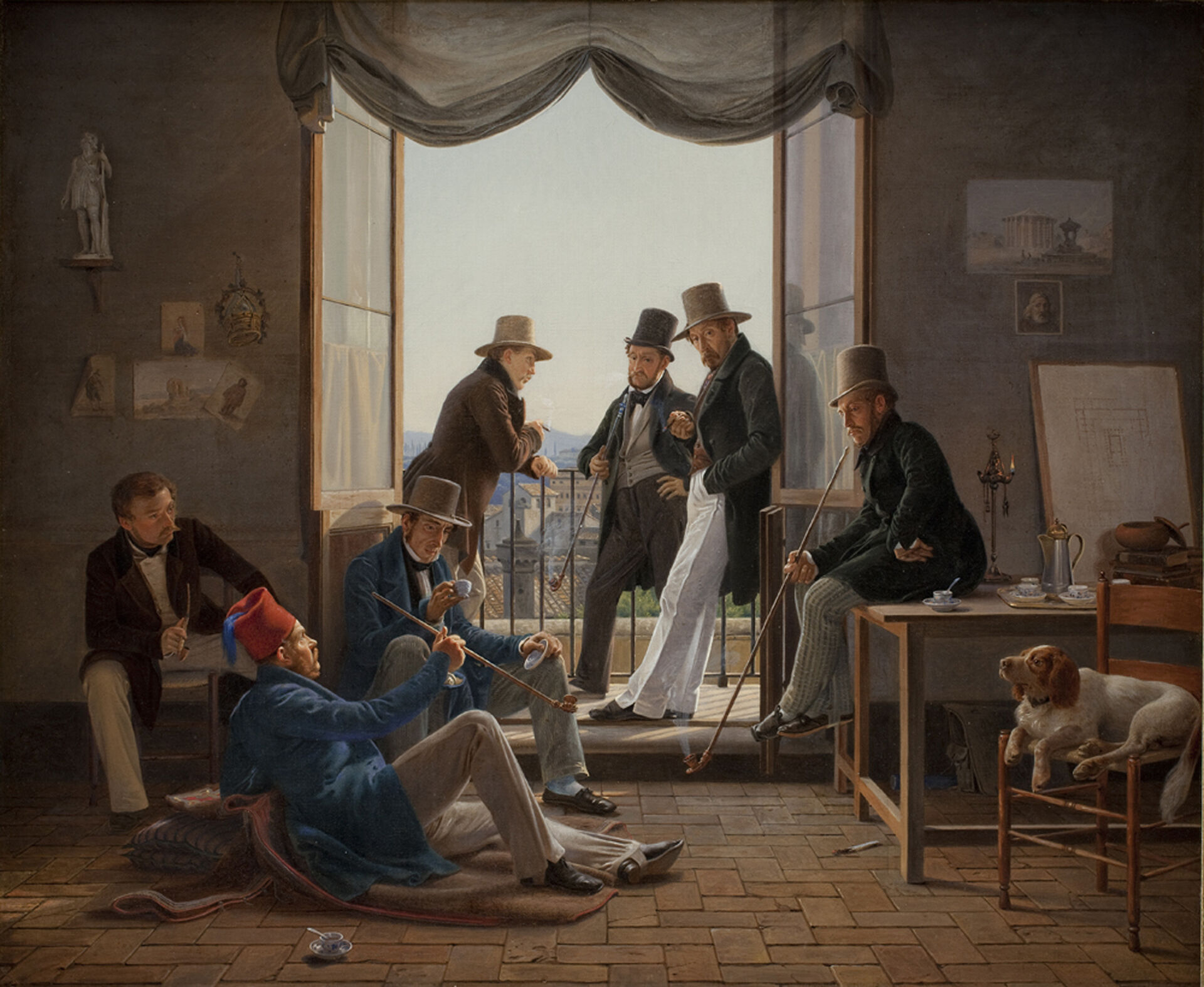 Constantin Hansen, Et selskab af danske kunstnere i Rom, 1837. Statens Museum for Kunst.
