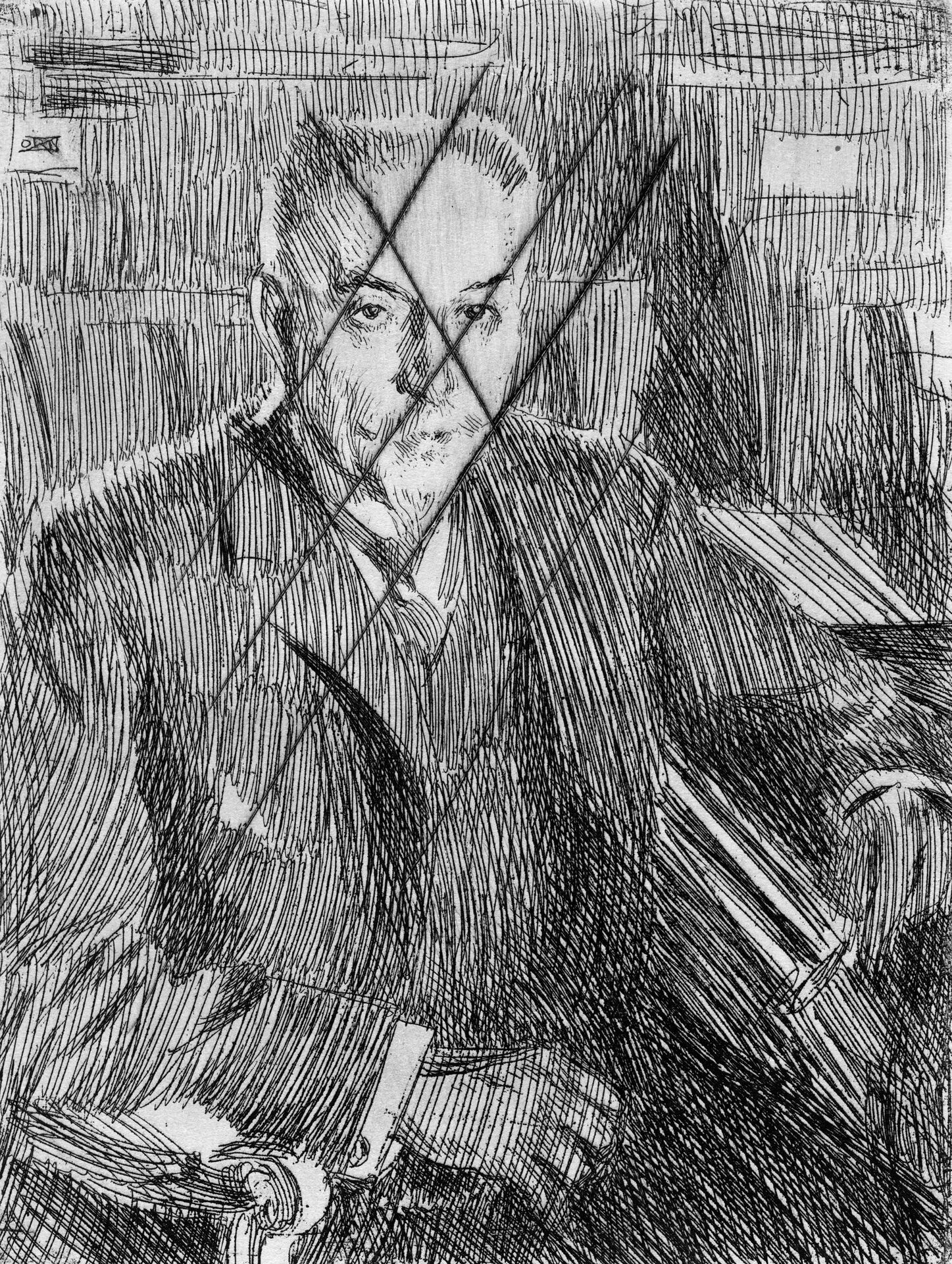 Anders Zorn, Porträtt Av Alfred Beuderley, etsning efter kasserad kopparplåt.