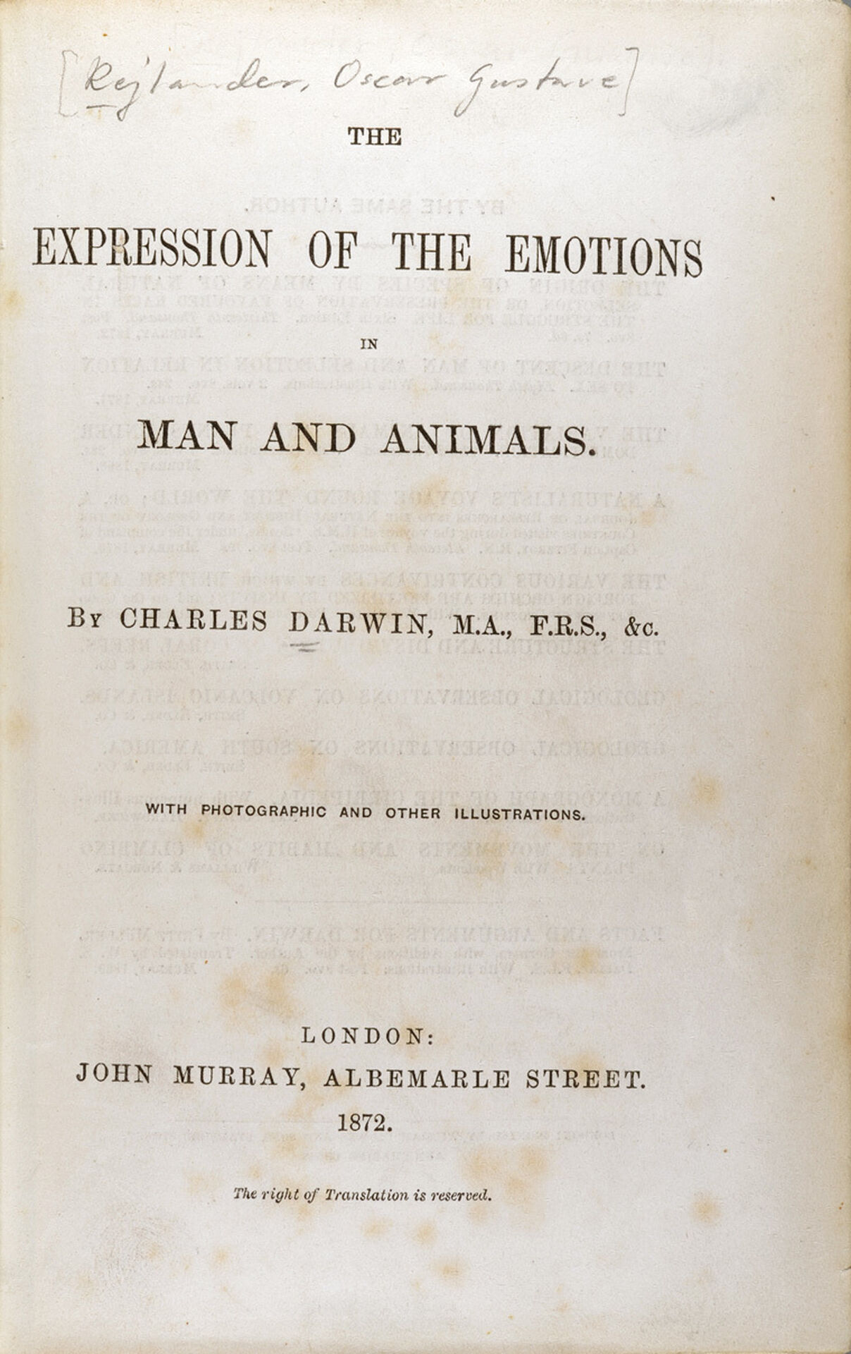 The cover of The Expression of the Emotions in Man and Animals