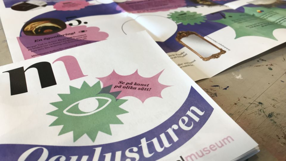 Färgglatt pappersark med texen Oculusturen tryck på framsidan.