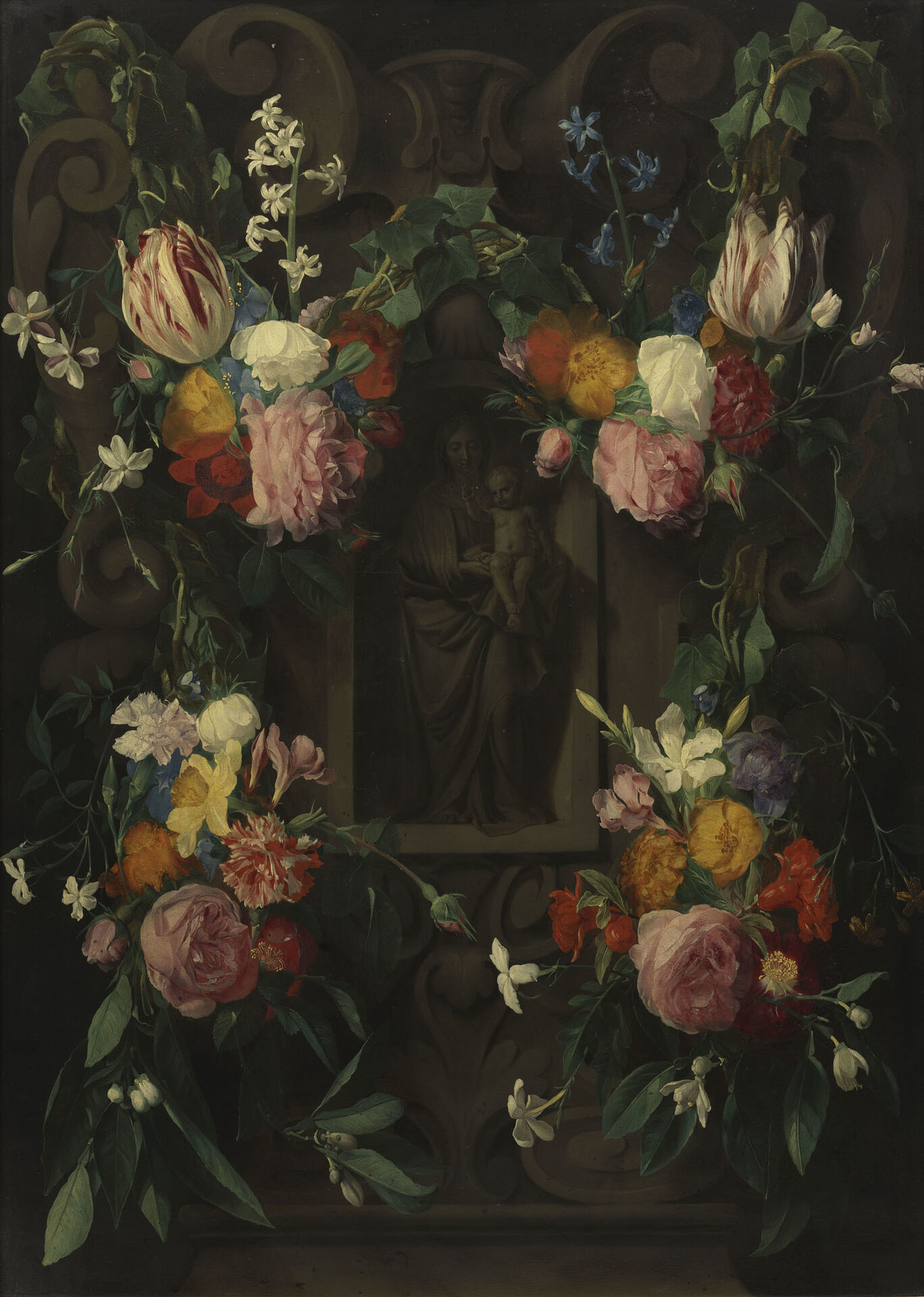 Daniel Seghers Blomsterprydd Kartusch Med Mariabild Web