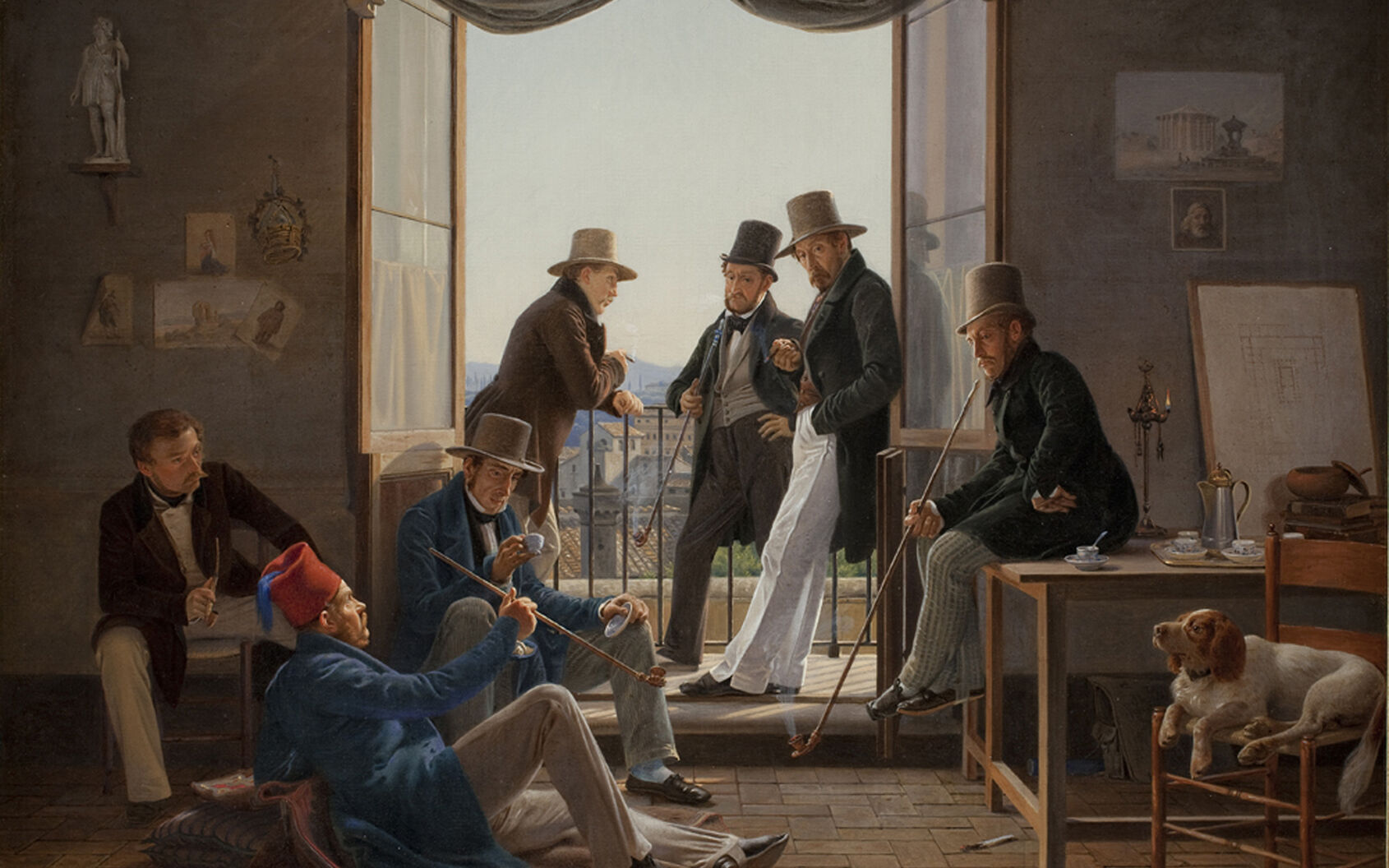 Constantin Hansen, Et selskab af danske kunstnere i Rom, 1837. Statens Museum for Kunst.