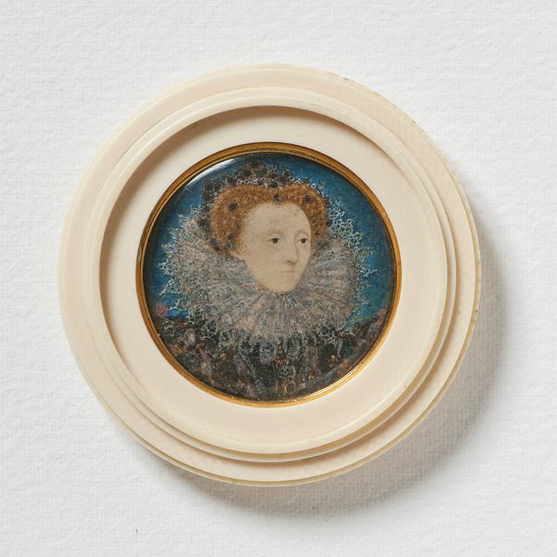 Nicholas Hilliard, Porträtt av drottning Elizabeth I, 1533-1603, Utf. 1586 - 1587, Akvarell på pergament