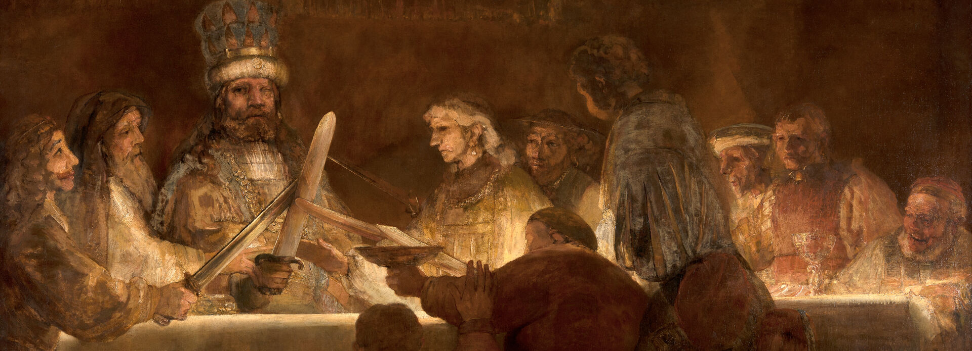 målning av män sittande runt ett bord