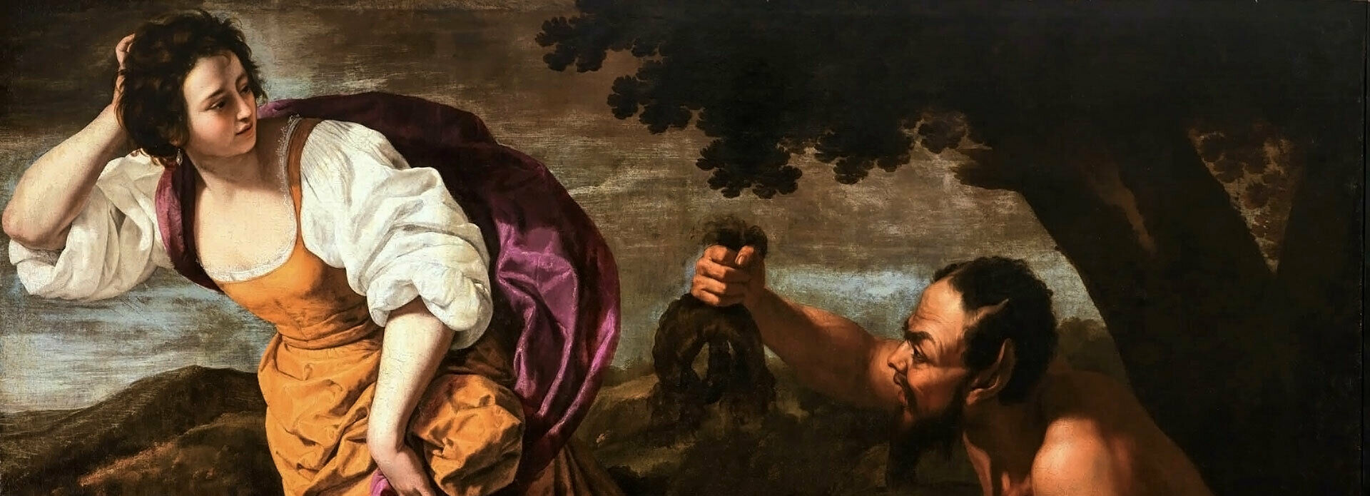 En satyr överfaller nymfen Corisca och tar tag i hennes hår, men får bara tag i en peruk, vilket gör att hon kan undkomma.