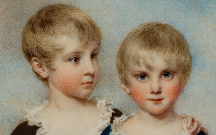 Detalj av porträtt föreställande två små pojkar