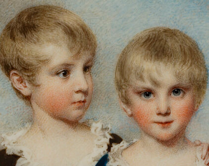 Detalj av porträtt föreställande två små pojkar