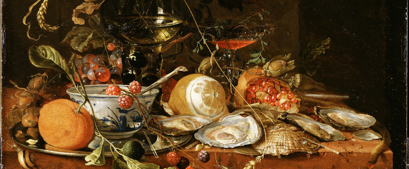 Jan Davidsz. de Heem, Still Life with Wine, Fruit and Oysters.