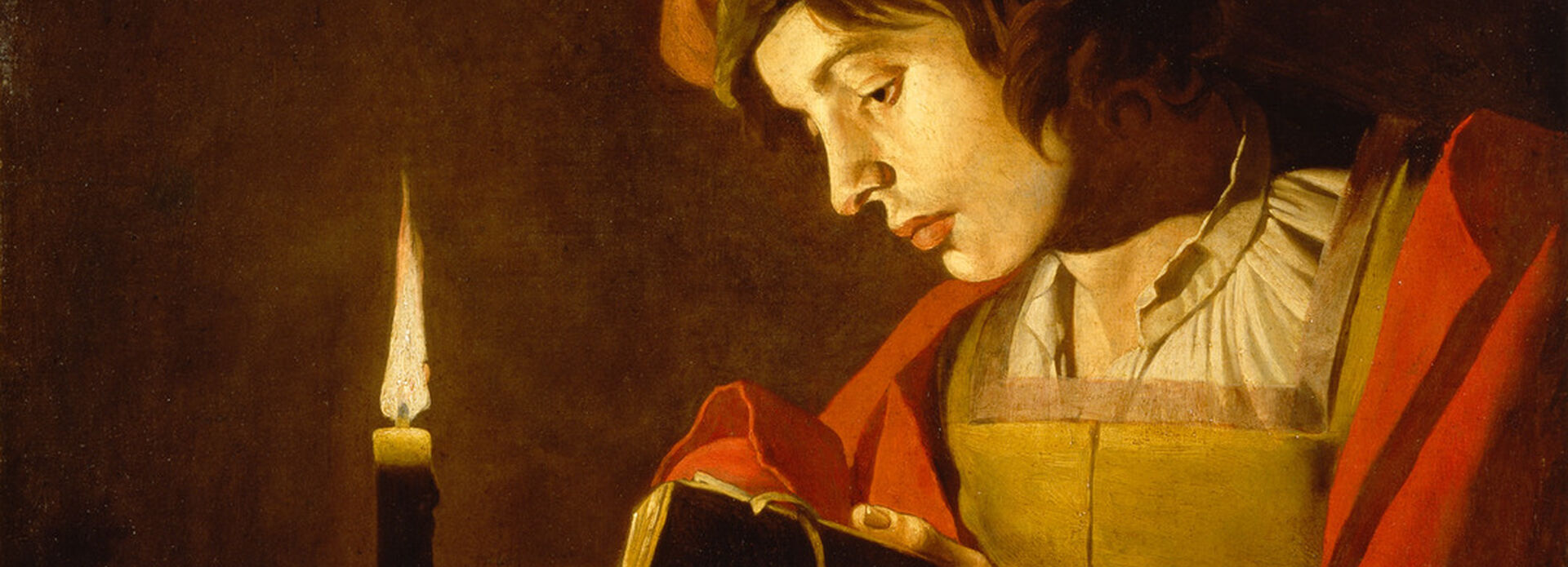 Matthias Stom, Ung man läsande vid vaxljus